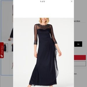 Formal dress, tailor cut to tea length, Navy Blue
